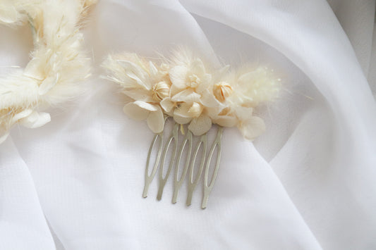 Petit peigne en fleurs séchées et stabilisées personnalisable