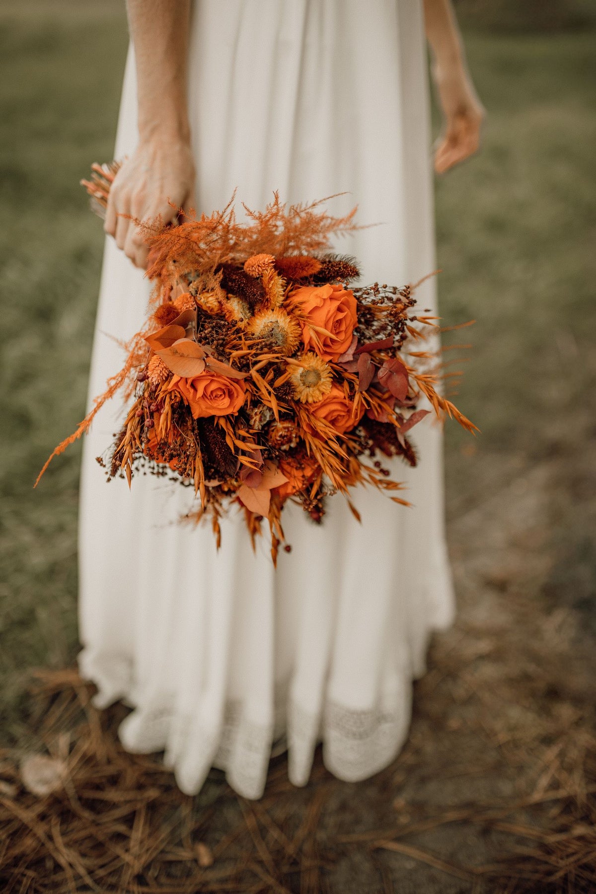 Bouquet de mariée en fleurs séchées et stabilisées